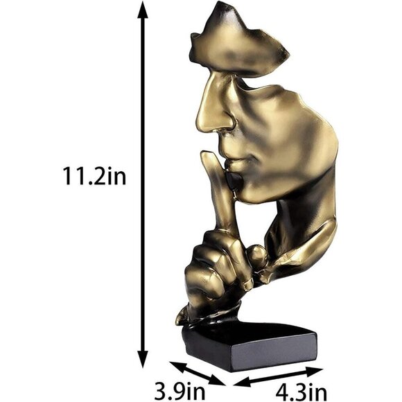 Thinker Statue Silence is Gold Abstract Art Figurine Decor for Creative Room - Picture 3 of 9